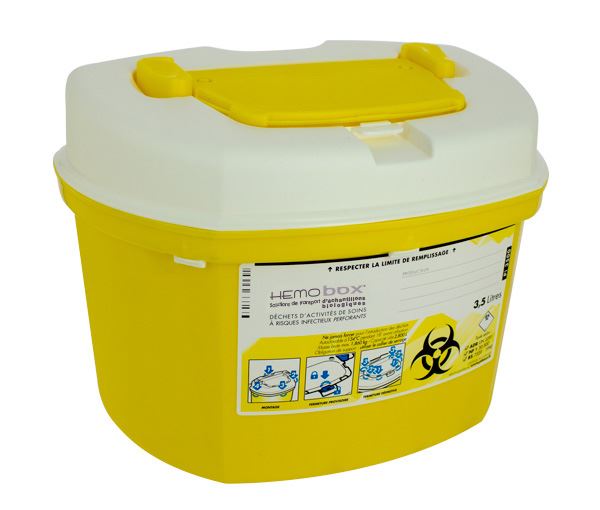 Hemobox, a new sharps disposal container